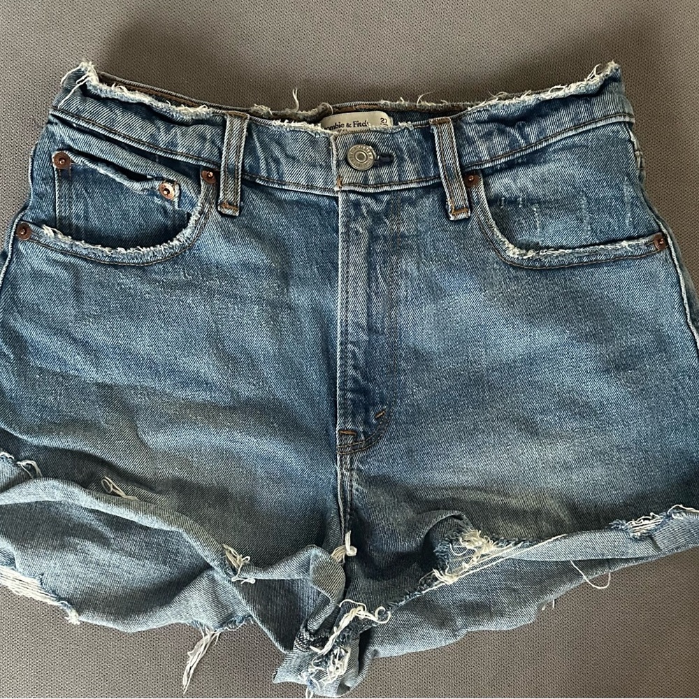 Abercrombie & Fitch Blue Jean Shorts Distressed Cut-Off